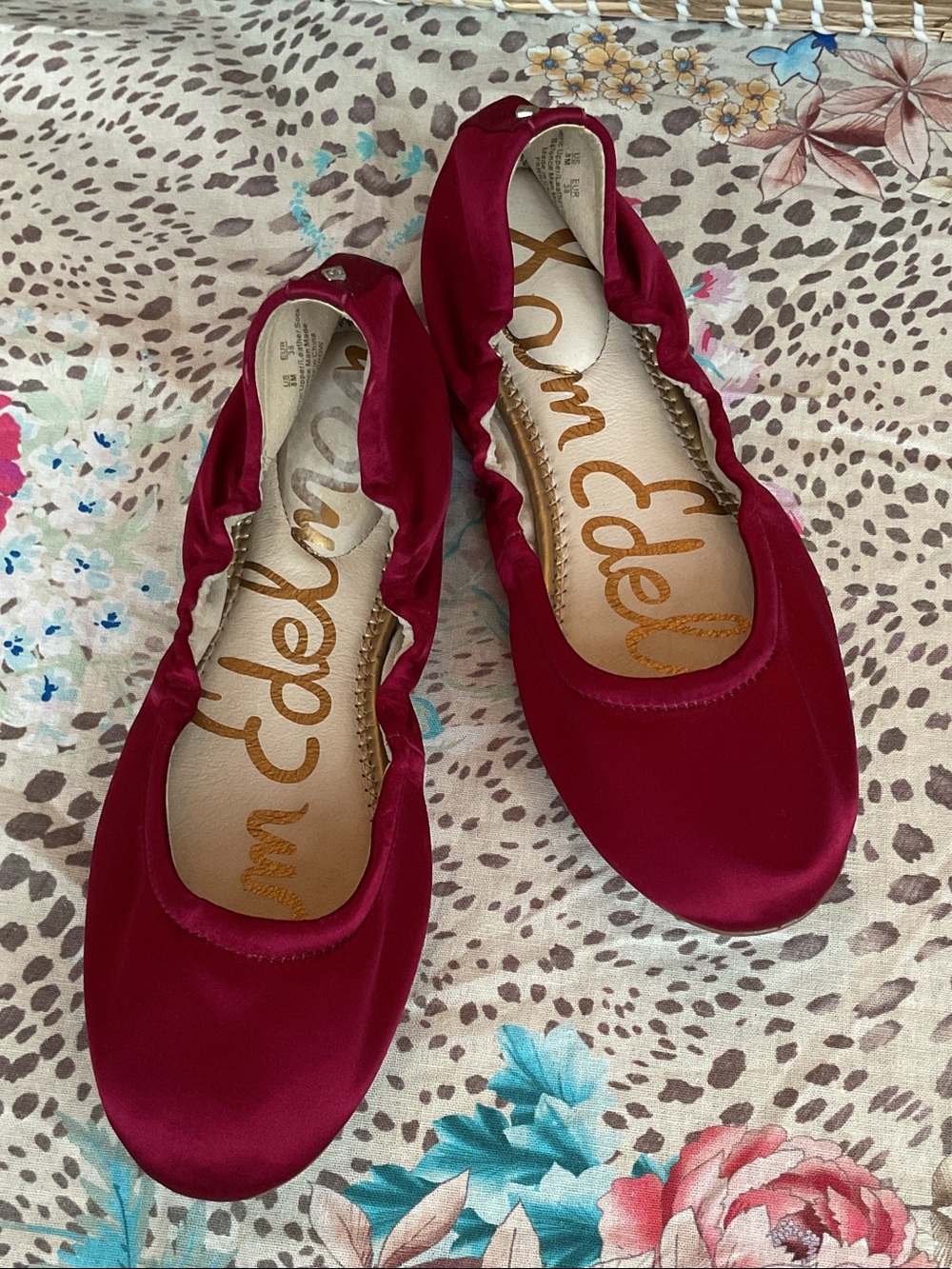 Sam Edelman Farrow Wine Satin Ballet Flats